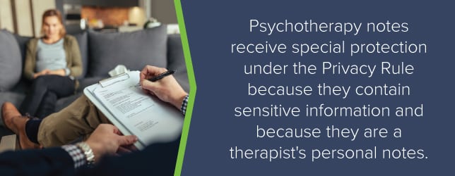 Psychotherapy notes have special protection under the Privacy Rule because they contain sensitive information