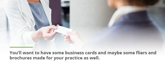 Have business cards, fliers,and brochures for a private therapy practice