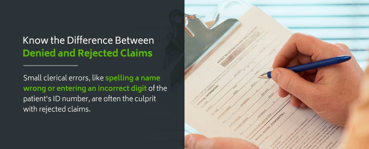 Learn more about the differences between denied and rejected insurance claims