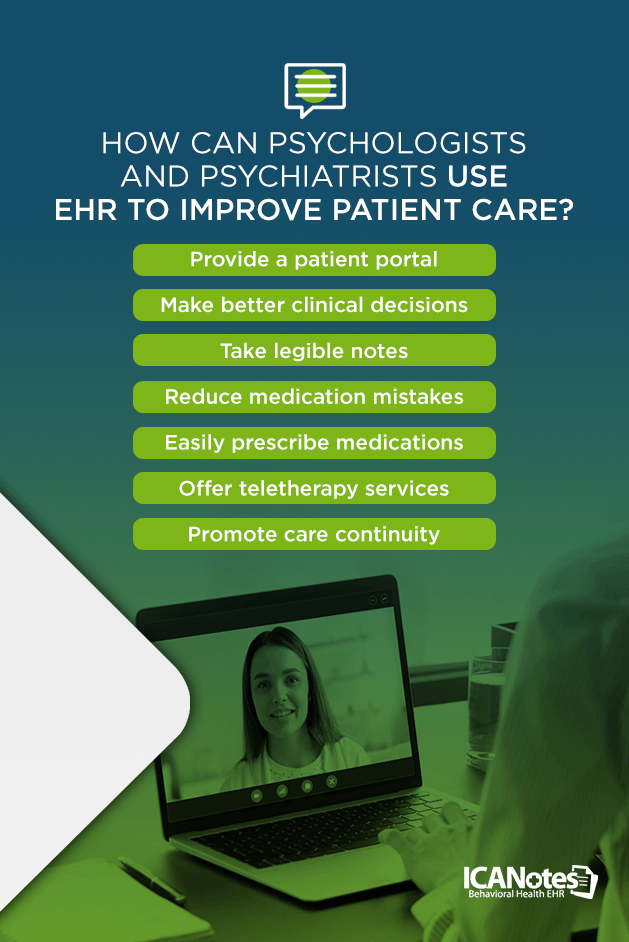 How can psychologists and psychiatrists use EHR software to improve patient care?