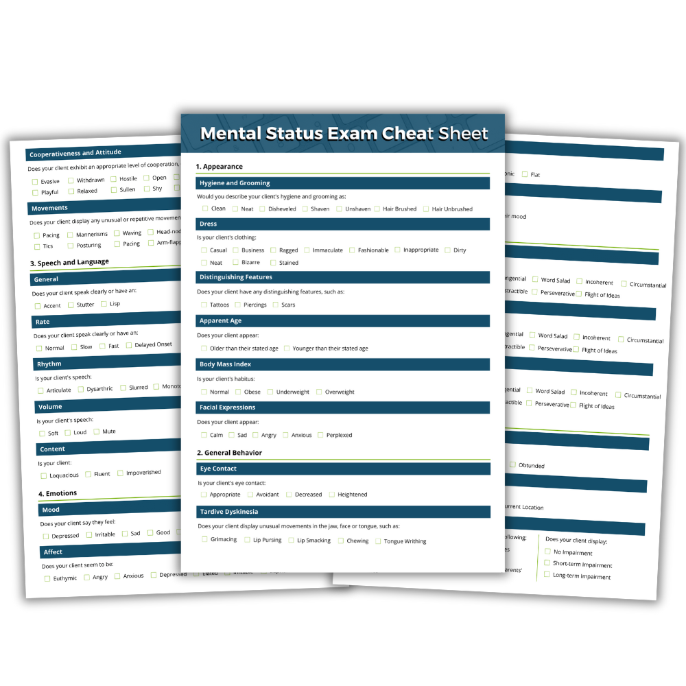mental status exam cheat sheet