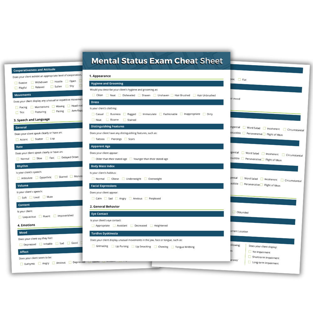 Mental Status Exam Cheat Sheet - Free Resource Download