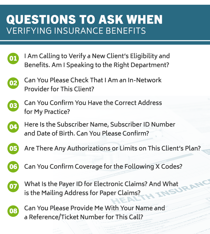 Questions to ask when verifying insurance benefits