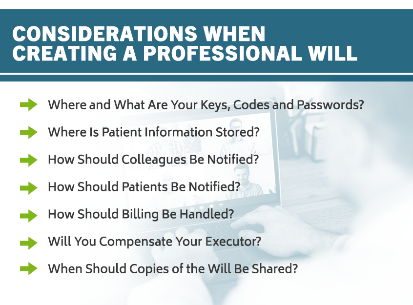 Considerations when creating a professional will