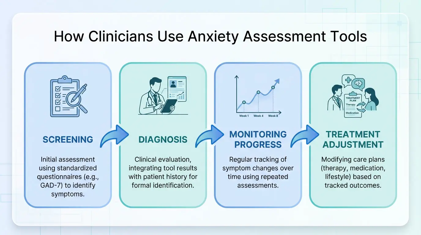 Illustration of how anxiety assessment tools are used in a clinical workflow