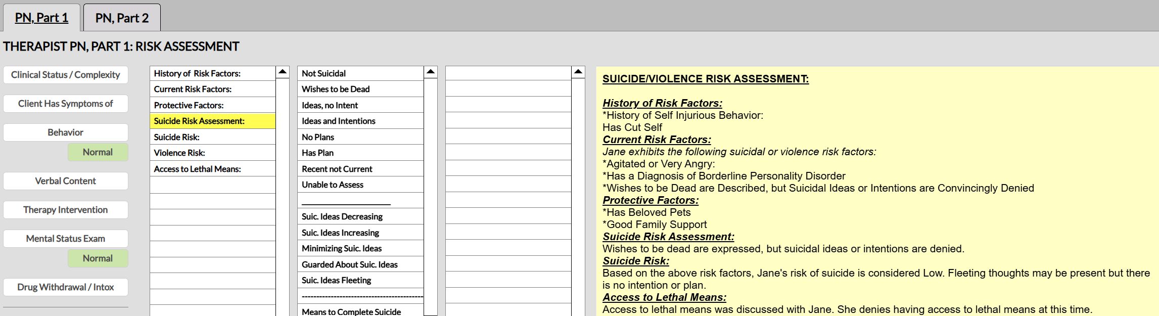 The suicide risk assessment template in ICANotes is integral to every clinical note.