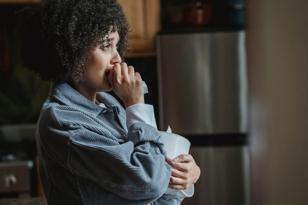A young woman experiencing grief