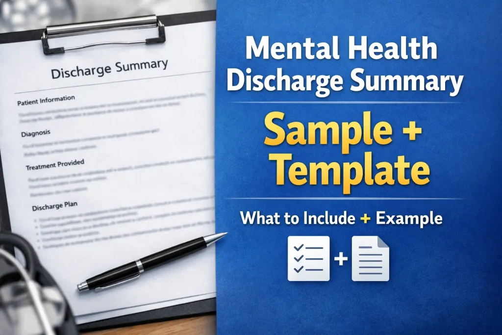 mental health discharge summary template and sample example showing what to include in discharge planning