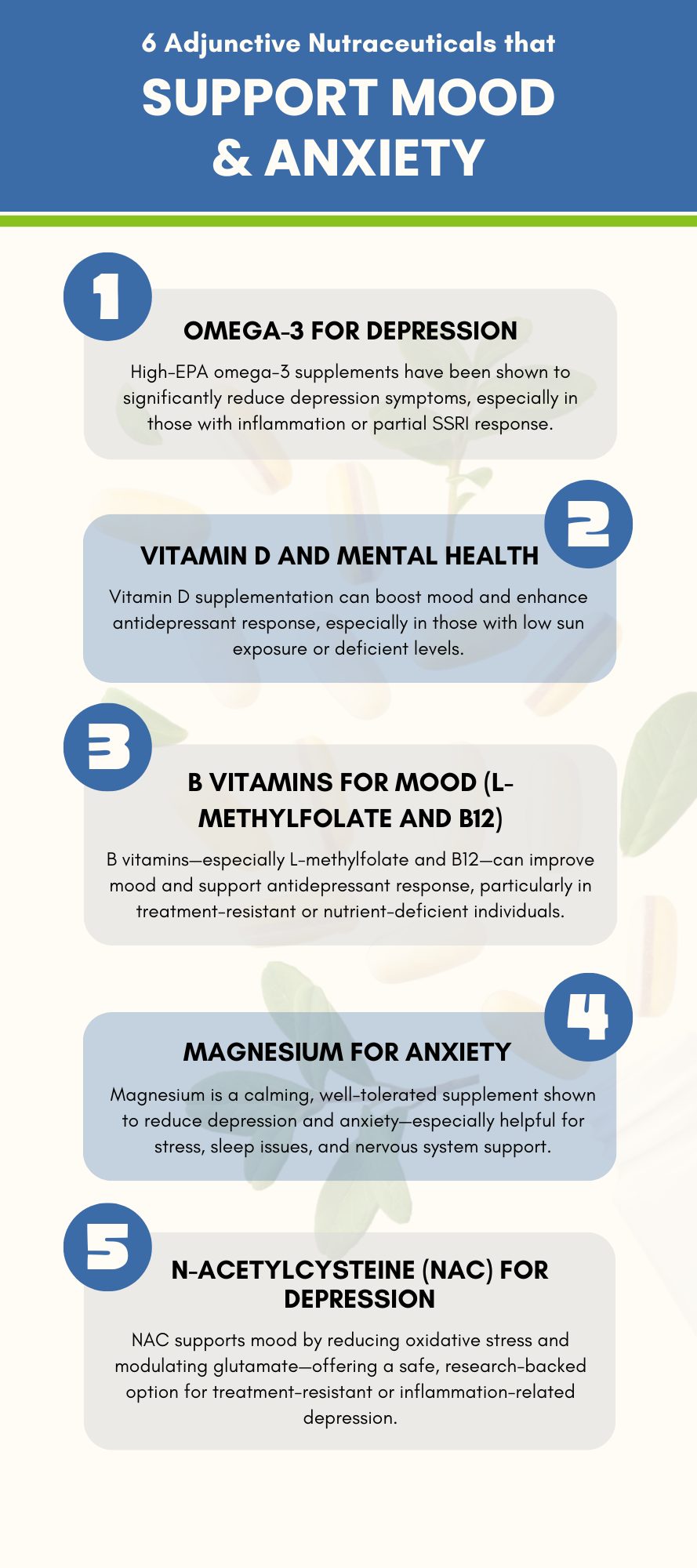 6 Adjunctive Nutraceuticals that support mood & anxiety