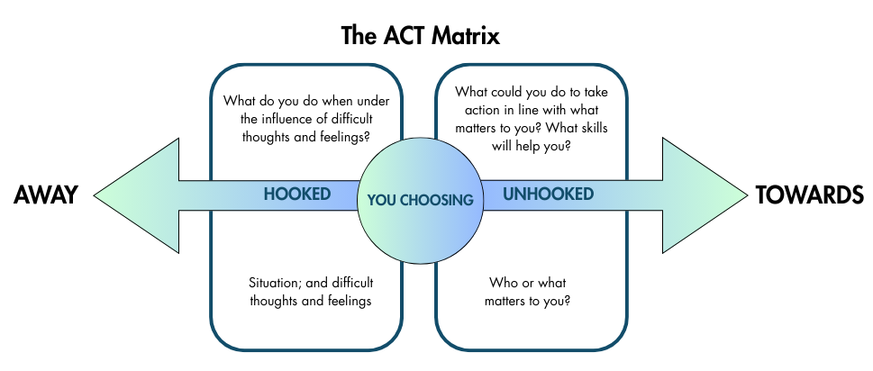 The ACT Matrix illustrating away moves and toward moves