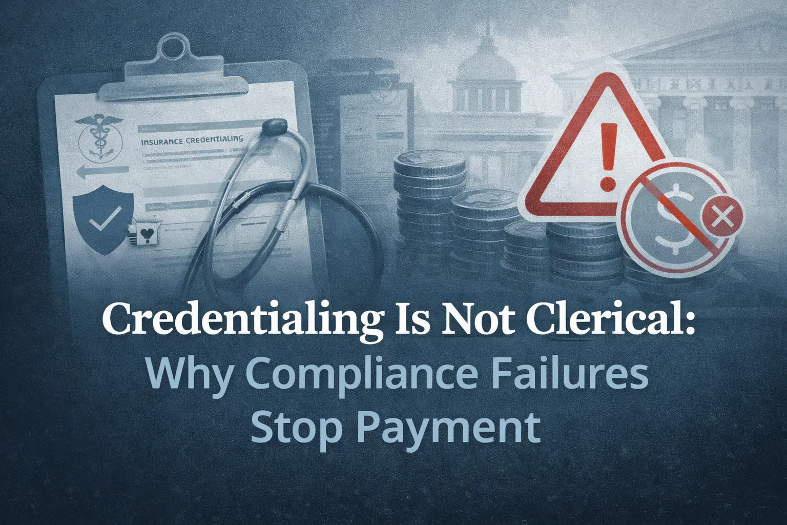 Featured image illustrating how insurance credentialing and compliance failures can stop payment for healthcare clinicians