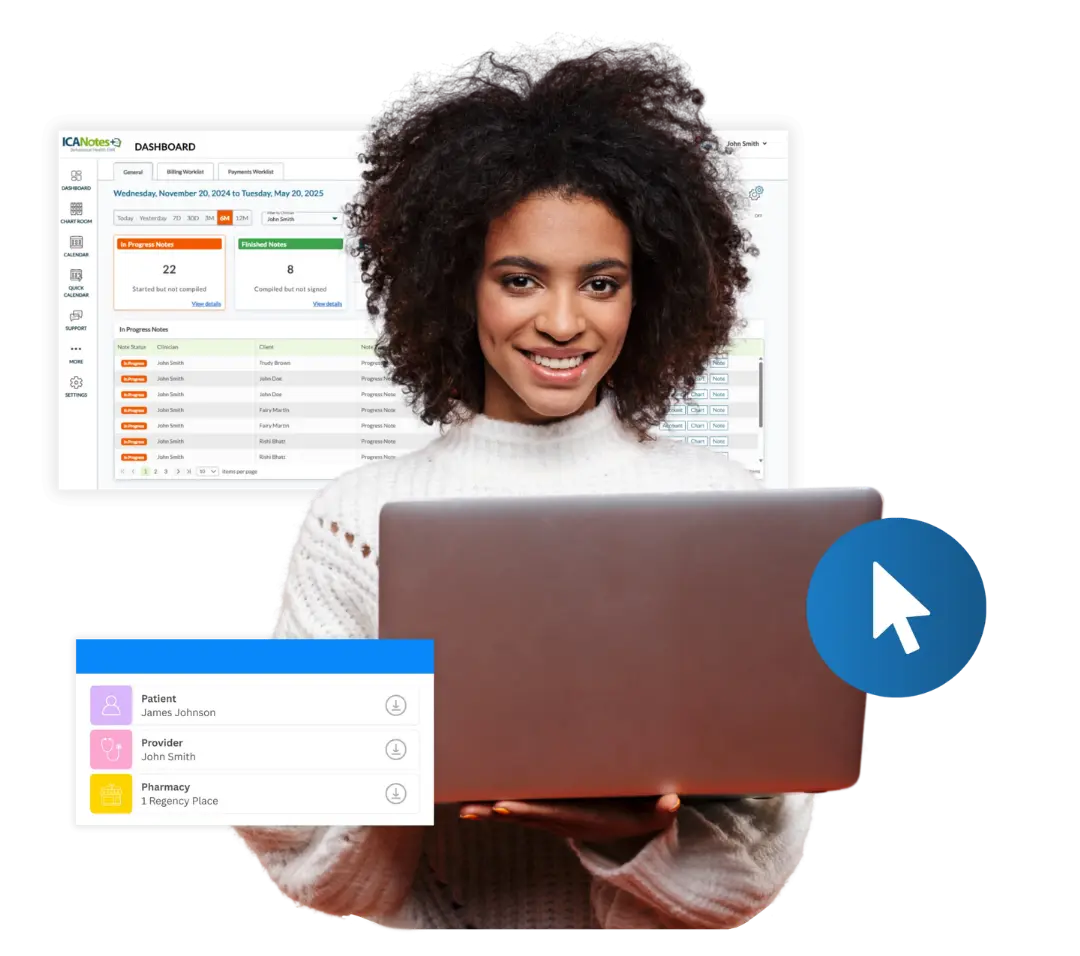 icanotes woman dashboard