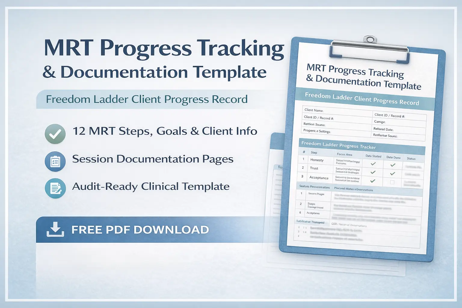 MRT Progress Tracking and Documentation Template cover showing Freedom Ladder tracking worksheet