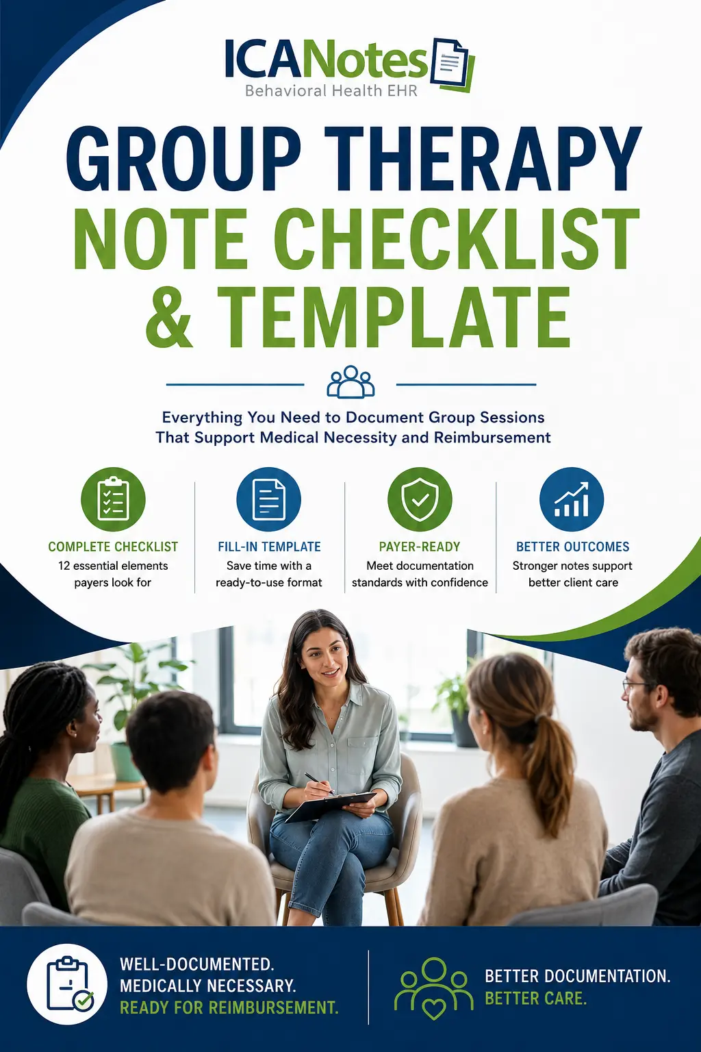 Group Therapy Note Checklist and Template cover