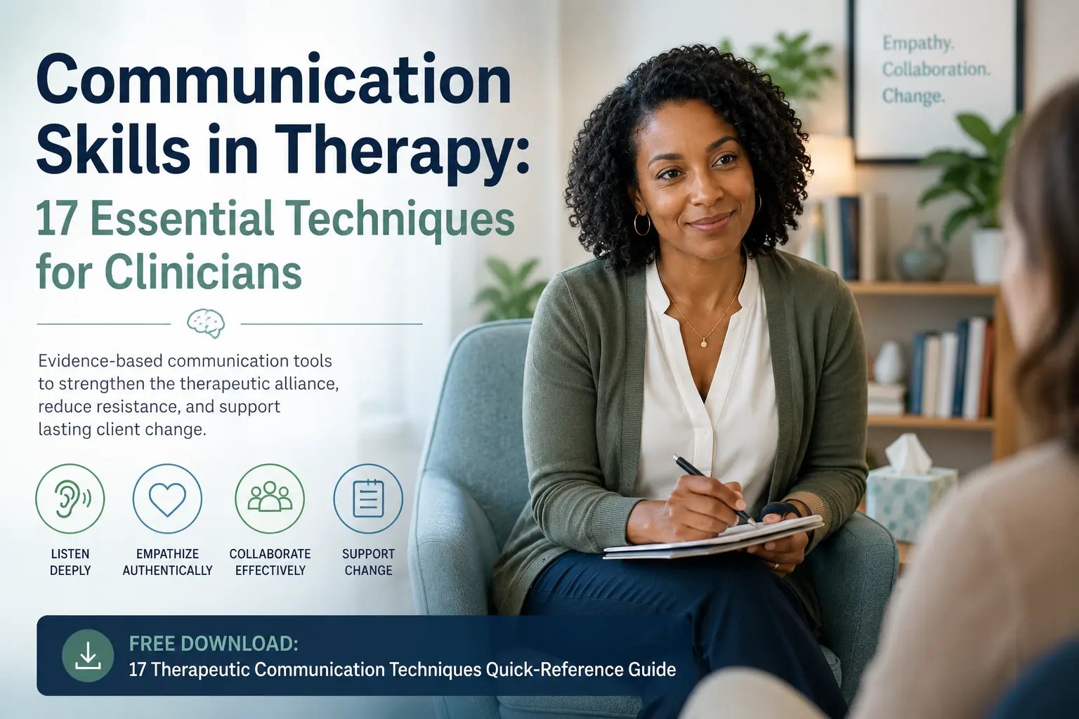 African American therapist using communication techniques during a counseling session with a client.