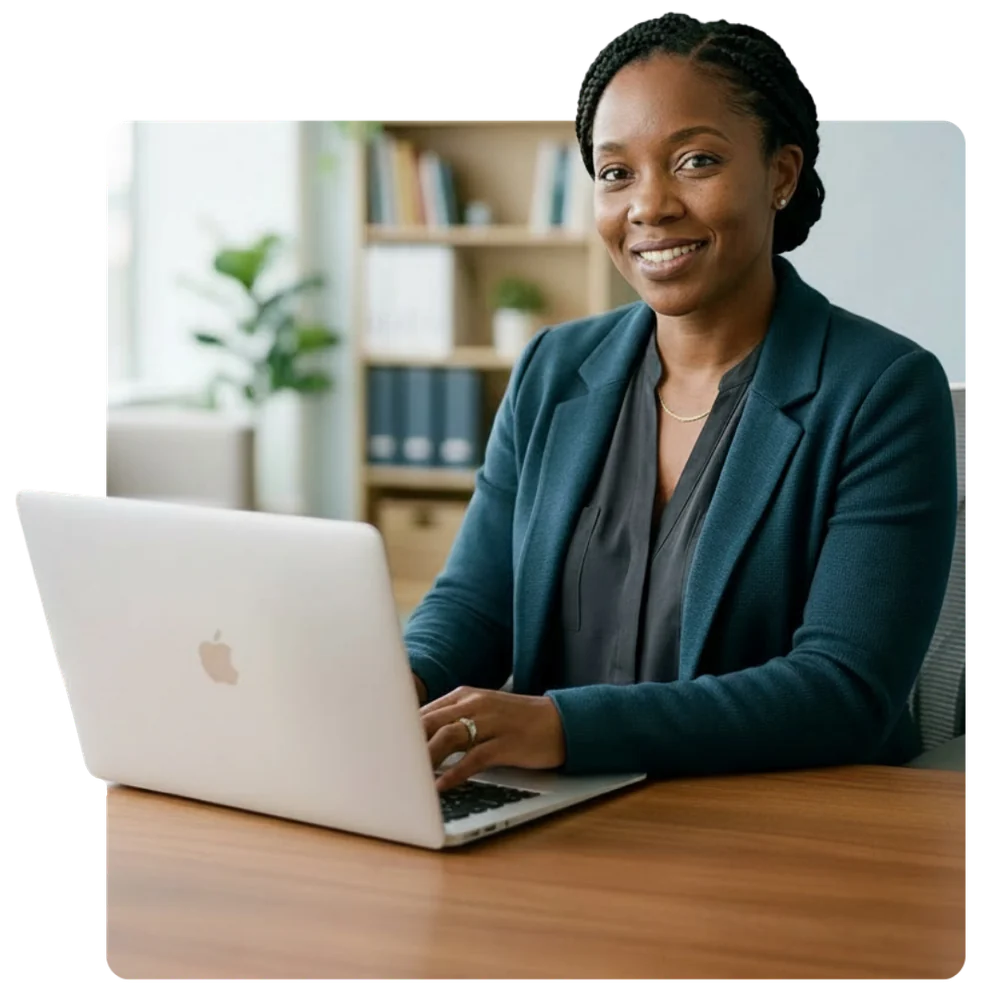 Mental health clinician working in a group practice on a laptop with the ICANotes EHR