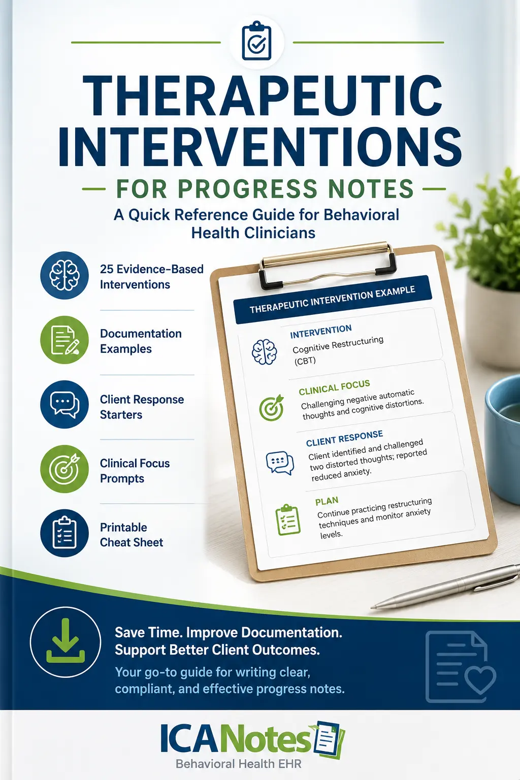 100+ Therapeutic Interventions for Progress Notes [Free PDF List]