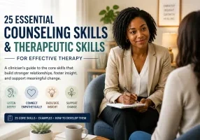 African American therapist demonstrating active listening and counseling skills during a therapy session