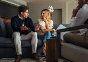A couple in therapy with a counselor