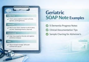 Geriatric SOAP note examples for Alzheimer’s and dementia documentation with subjective objective assessment plan