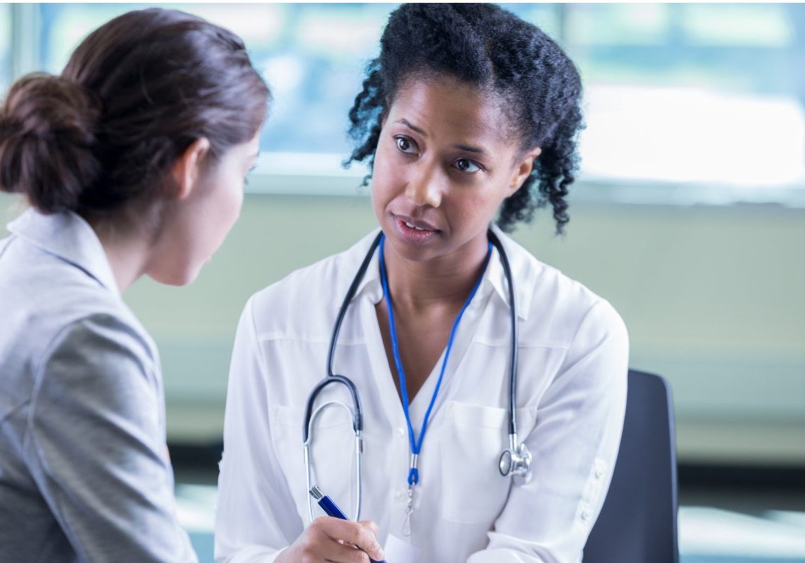 A psychiatrist treating a patient in her private practice.