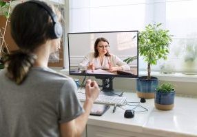 A therapist is conducting a telehealth session with a client