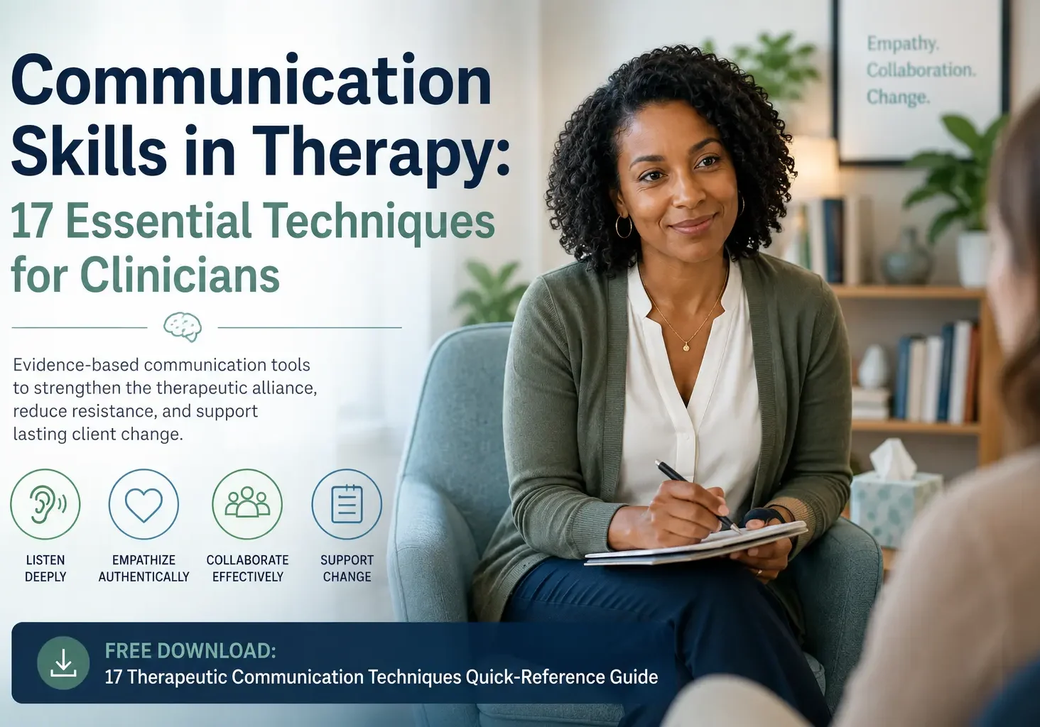 African American therapist using communication techniques during a counseling session with a client.